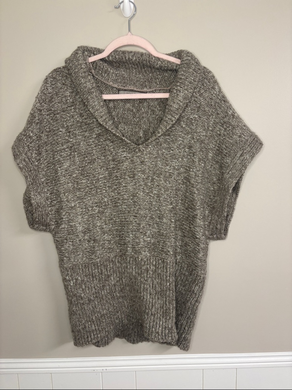 To the Max Marled Gray Short-Sleeve Turtleneck Sweater